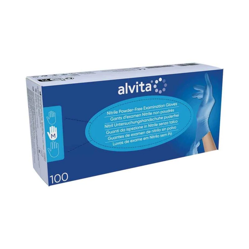 ALVITA Nitril Unt.Handschuhe unsteril puderfrei M